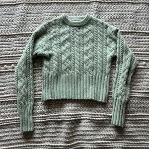 Hazel Moon Light Green Cable Knit Cropped Sweater